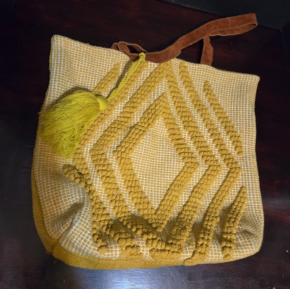 Bohme 18" Tote 100% Cotton Suede 12" Straps Travel Overnight Books - Picture 2 of 5